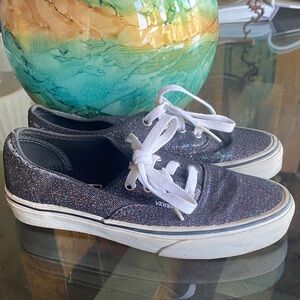 Vans Black Glitter Sneakers with White Laces